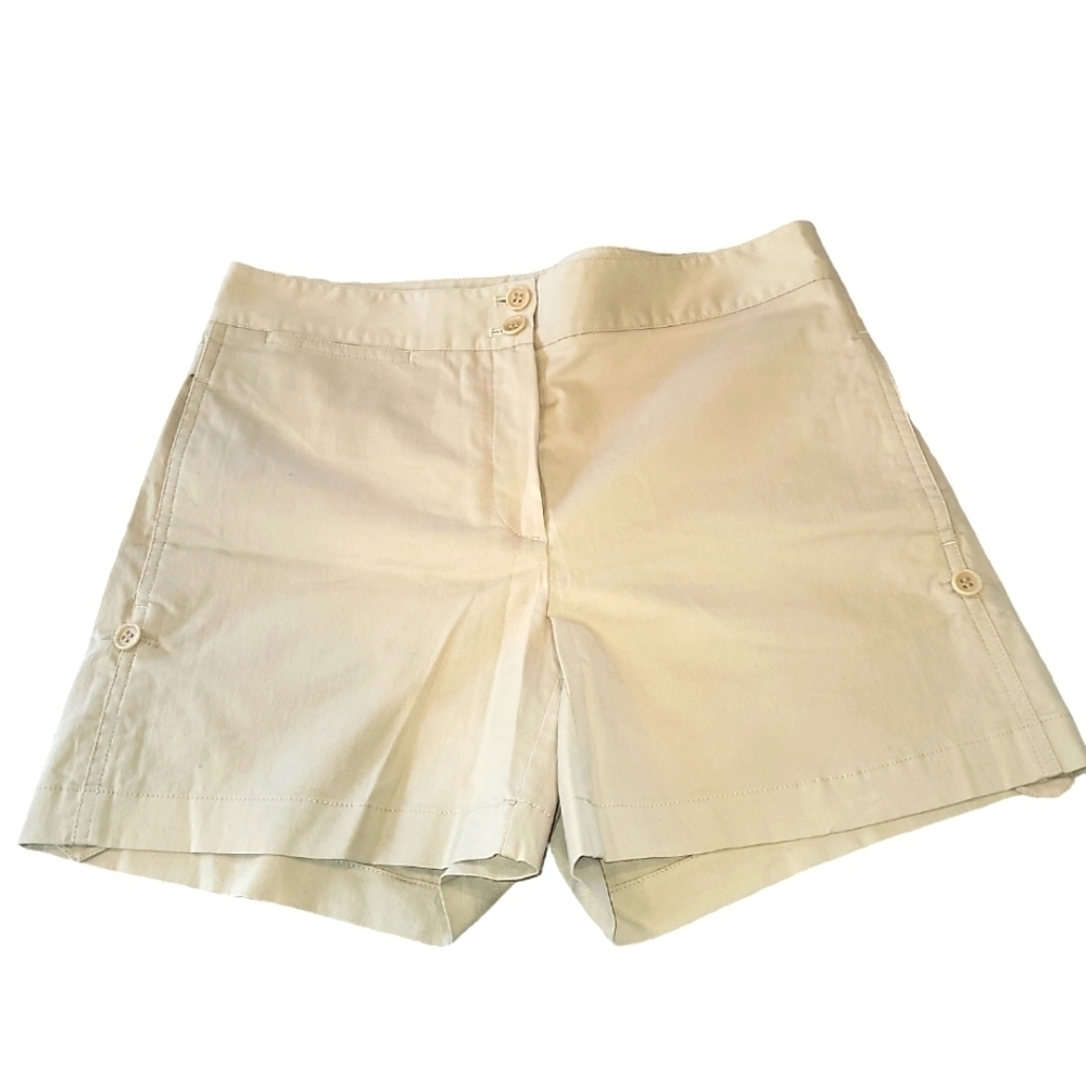 Theory high waisted tan   cotton dress shorts sz 4